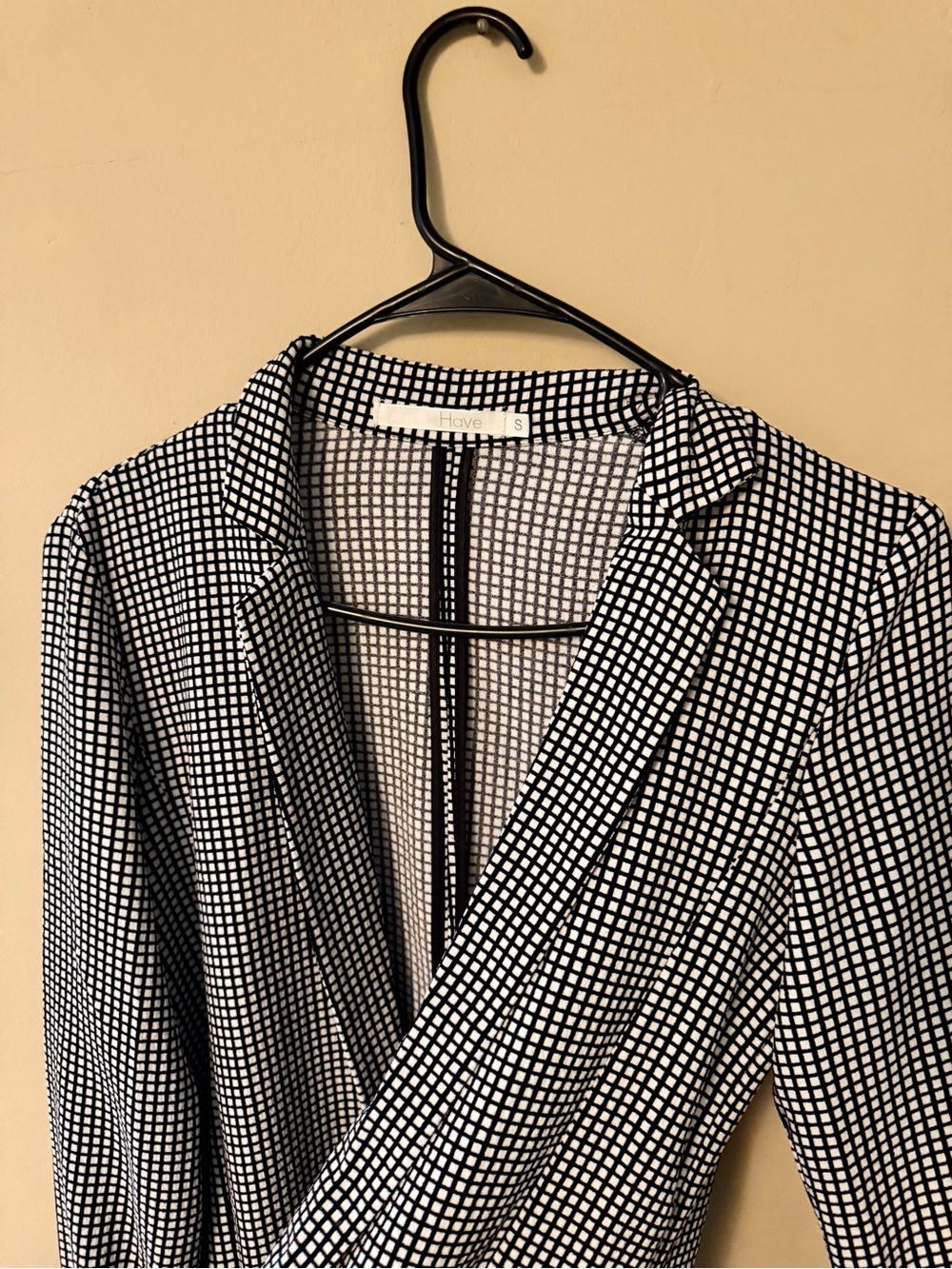 Black & White Check Open-Front Longline Jacket - Picture 3 of 4